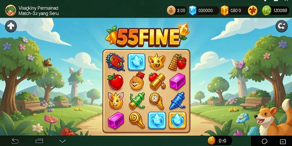 Tampilan menawan dari permainan 55FIVE dalam mode Match-3.