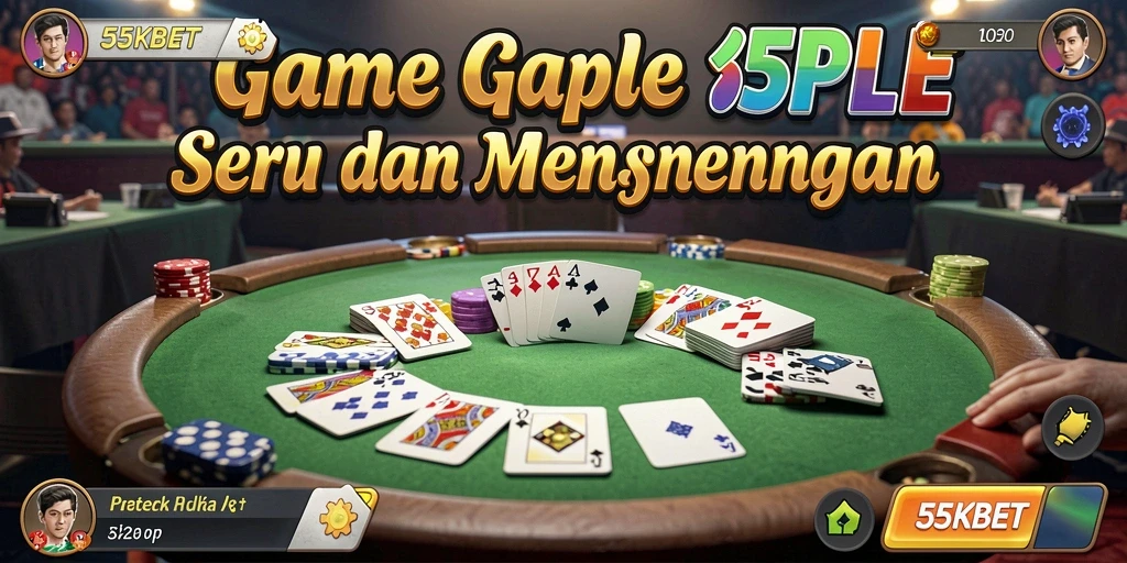 Tampilan gameplay seru dalam 55KBET yang menyajikan keseruan Gaple.
