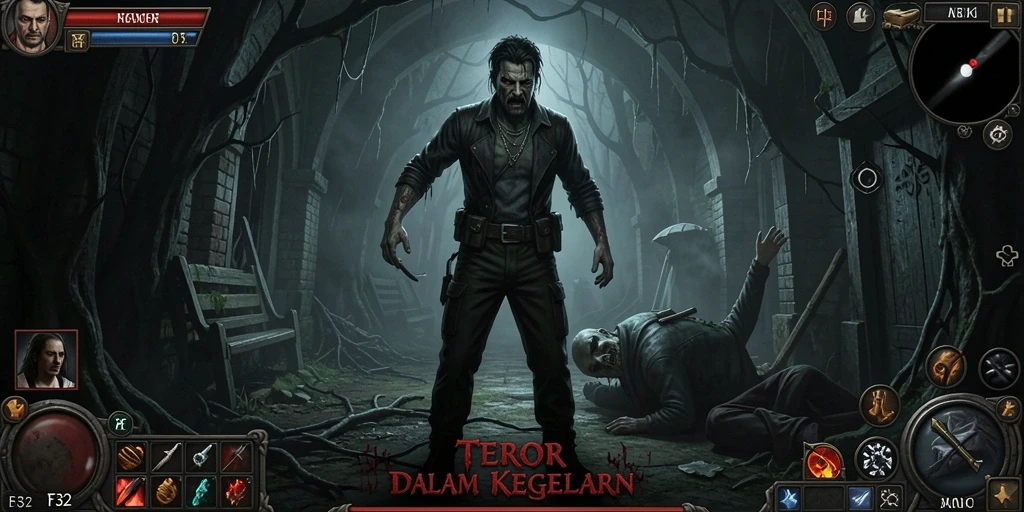 Gameplay menakutkan dalam suasana kelam dan mencekam.