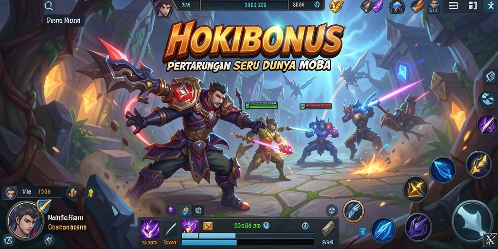 Screenshot gameplay HOKIBONUS yang menunjukkan aksi pertarungan intens.
