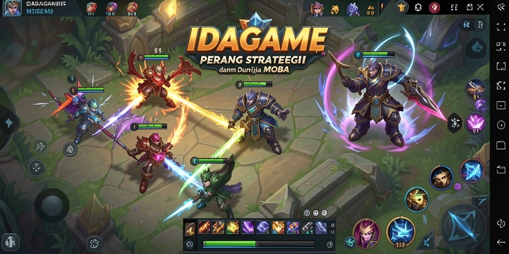 Tangkapan layar gameplay IDAGAME menunjukkan pertarungan seru antara karakter-karakternya.