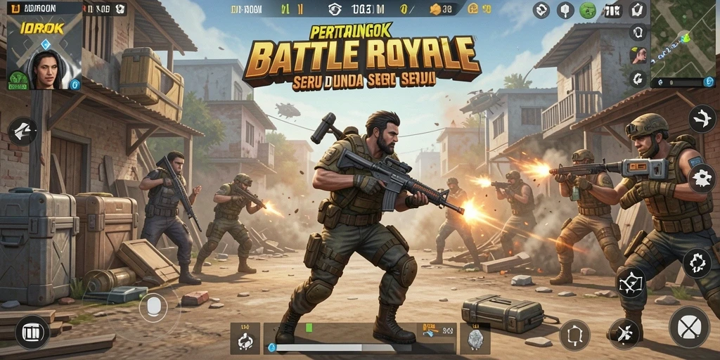 Tampilan seru dari gameplay Battle Royale di IDROK.