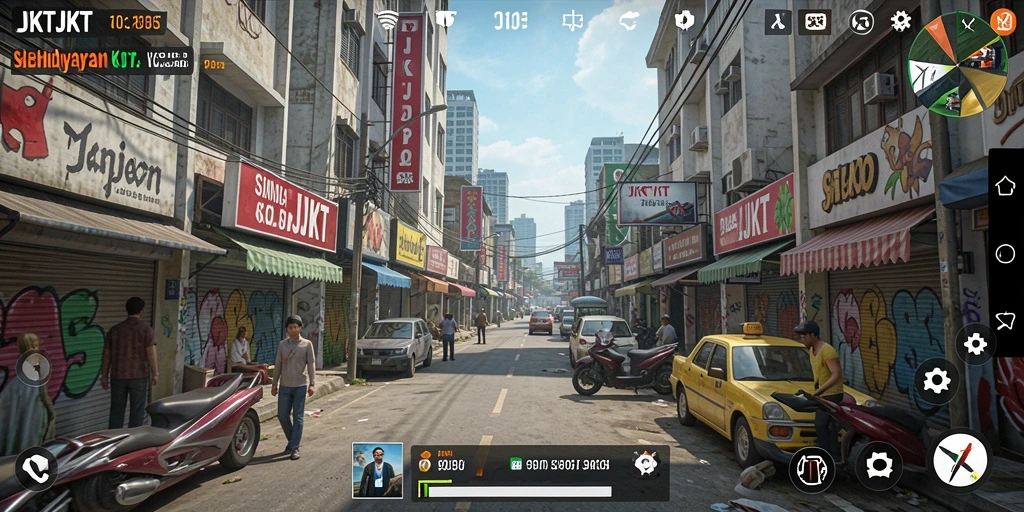 Screenshot JKTJKT menampilkan gameplay simulasi kehidupan yang seru.