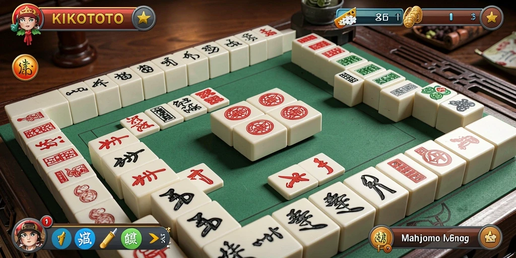 Tampilan gameplay KIKOTOTO yang menampilkan tantangan Mahjong yang menarik.
