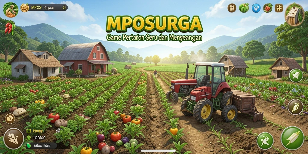 Tangkapan layar gameplay MPOSURGA menampilkan aktivitas bertani yang menyenangkan.