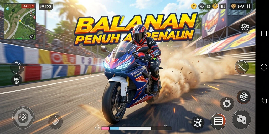 Gameplay seru PP123 dengan balapan motor yang menegangkan.