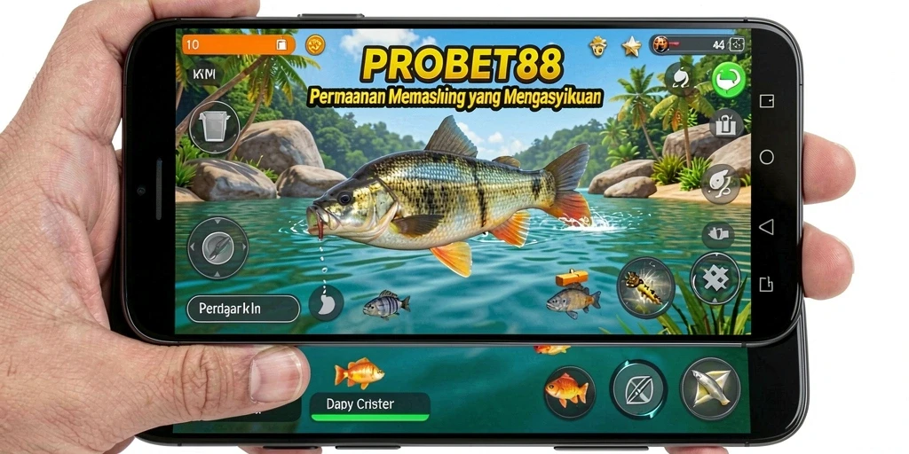 Tampilan gameplay PROBET88 yang menampilkan aksi memancing yang seru.