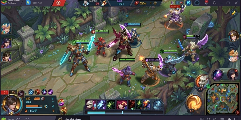 Tampilan menarik dari permainan MOBA yang seru dan kolaboratif.