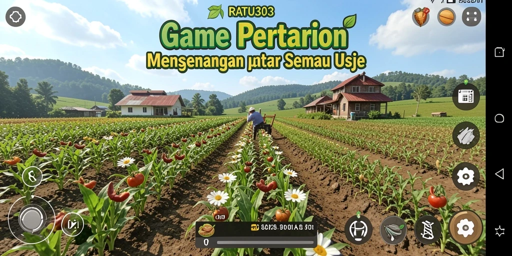 Screenshot gameplay <strong>RATU303</strong> dengan aktivitas bertani yang seru dan interaktif.